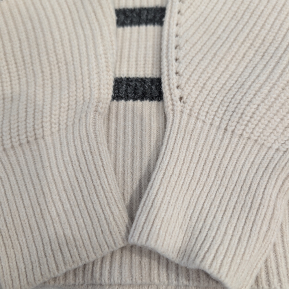 Free Assembly Unisex Half Zip Sweater Size Small Chunky Knit Black Stripes - Picture 7 of 12